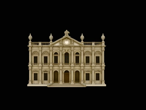 Baroque Palace Facade Model Design 1 - 3D Print Model Modello di stampa 3D
