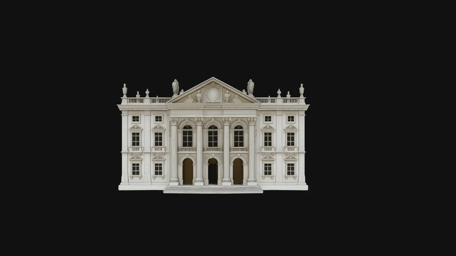 Baroque Palace Facade Model Design 2 - 3D Print Model 3D Print Model .c4d .max .obj .3ds .fbx .stl .blend