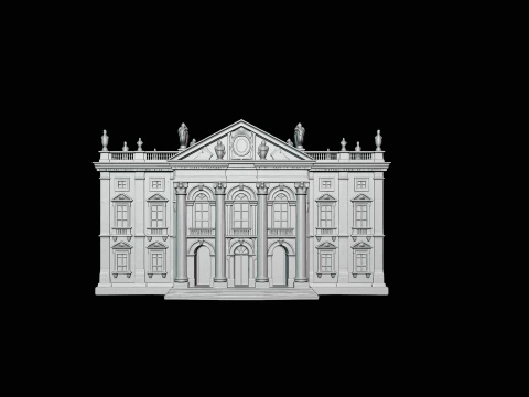 Baroque Palace Facade Model Design 2 - 3D Print Model 3D Print Model