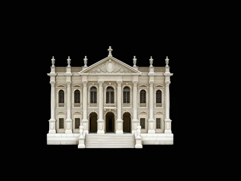 Baroque Palace Facade Model Design 3 - 3D Print Model Modello di stampa 3D