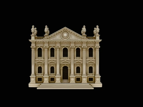 Baroque Palace Facade Model Design 4 - 3D Print Model Modello di stampa 3D