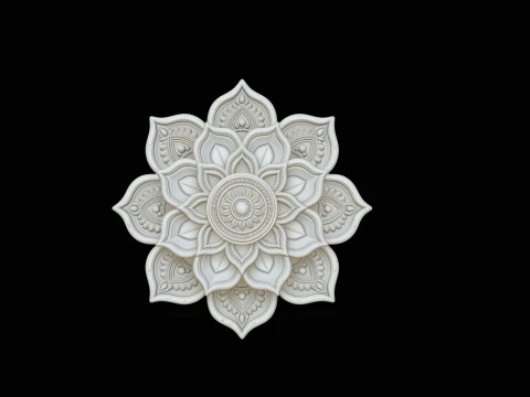 Mandala Lotus Flower Pendant Design 4 - 3D Print Model 3D Print Model