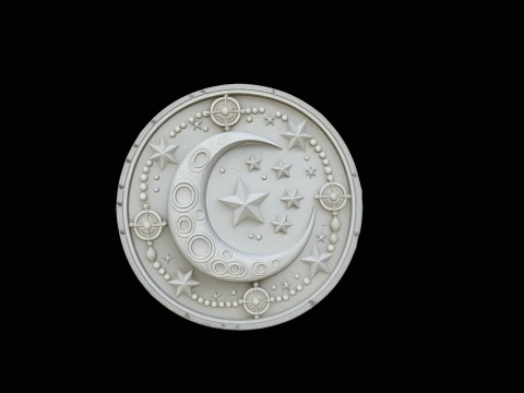 Crescent Moon Star Medallion Pendant Design 1 - 3D Print Model Modèles 3D en vedette