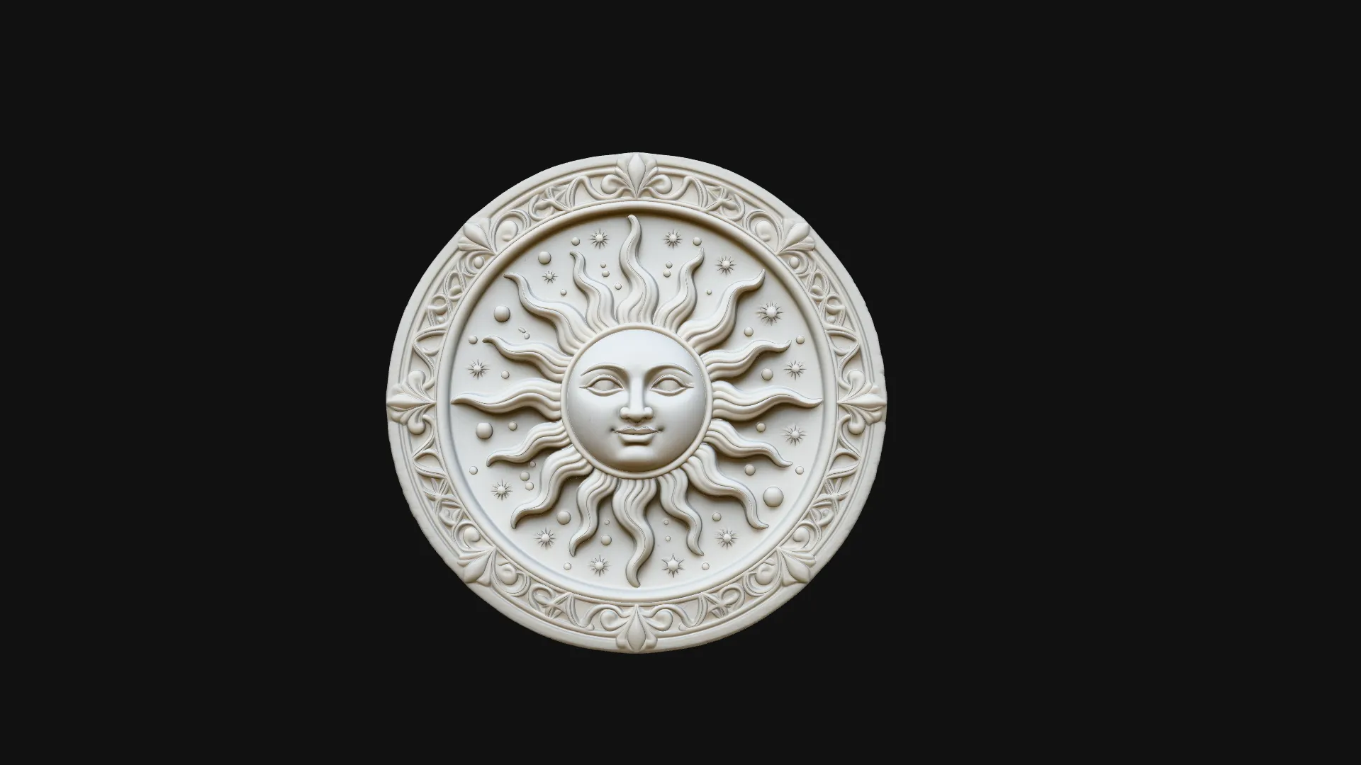 Sun Face Medallion Pendant Design 2 - 3D Print Model 3D Print Model .c4d .max .obj .3ds .fbx .stl .blend 