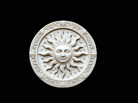 Sun Face Medallion Pendant Design 2 - 3D Print Model Modèles 3D en vedette