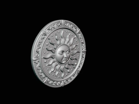Sun Face Medallion Pendant Design 2 - 3D Print Model 3D Print Model