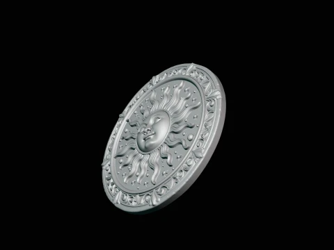Sun Face Medallion Pendant Design 2 - 3D Print Model 3D Print Model