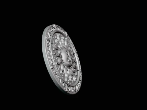Sun Face Medallion Pendant Design 2 - 3D Print Model 3D Print Model