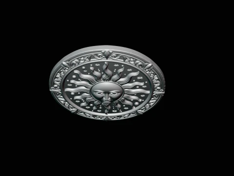 Sun Face Medallion Pendant Design 2 - 3D Print Model 3D Print Model