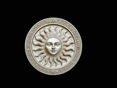 Sun Face Medallion Pendant Design 3 - 3D Print Model Modèles 3D en vedette