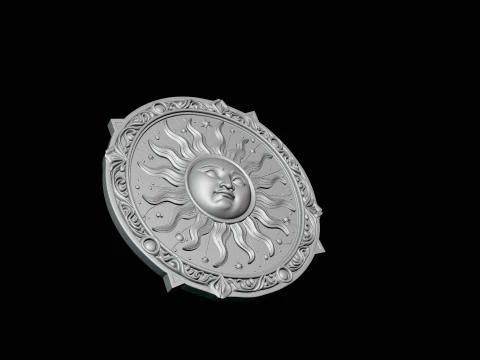 Sun Face Medallion Pendant Design 4 - 3D Print Model 3D Print Model