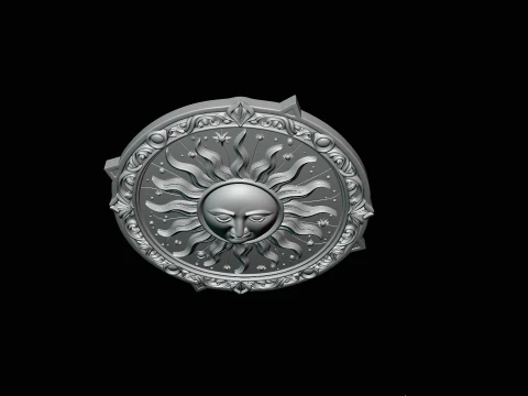 Sun Face Medallion Pendant Design 4 - 3D Print Model 3D Print Model