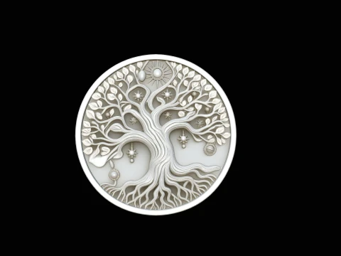 Tree of Life Medallion Pendant Design 1 - 3D Print Model 3D Print Model