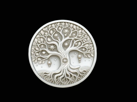 Tree of Life Medallion Pendant Design 2 - 3D Print Model 3D Print Model