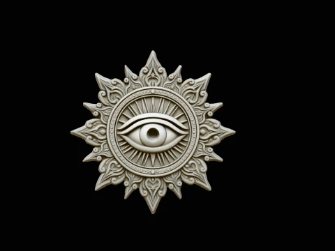 Evil Eye Sun Medallion Pendant Design 6 - 3D Print Model Modèles 3D en vedette