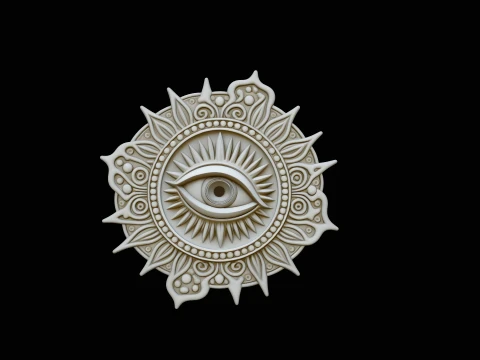 Evil Eye Sun Medallion Pendant Design 8 - 3D Print Model Modèles 3D en vedette