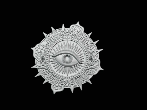 Evil Eye Sun Medallion Pendant Design 8 - 3D Print Model 3D Print Model