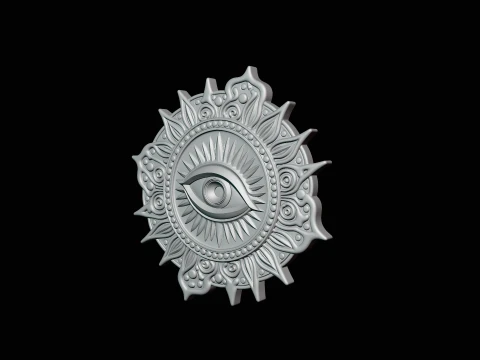 Evil Eye Sun Medallion Pendant Design 8 - 3D Print Model 3D Print Model
