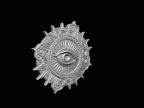 Evil Eye Sun Medallion Pendant Design 8 - 3D Print Model 3D Print Model