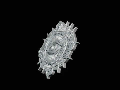 Evil Eye Sun Medallion Pendant Design 8 - 3D Print Model 3D Print Model