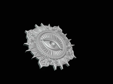Evil Eye Sun Medallion Pendant Design 8 - 3D Print Model 3D Print Model