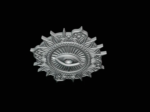 Evil Eye Sun Medallion Pendant Design 8 - 3D Print Model 3D Print Model