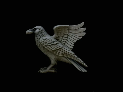 Raven Statue Design 3 - 3D Print Model Modello di stampa 3D