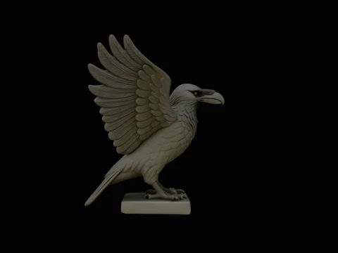 Raven Statue Design 4 - 3D Print Model Modello di stampa 3D