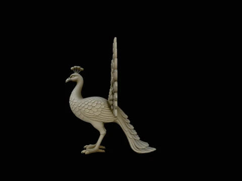 Peacock Statue Design 1 - 3D Print Model Modello di stampa 3D