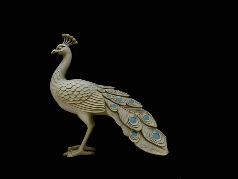 Peacock Statue Design 3 - 3D Print Model Modello di stampa 3D