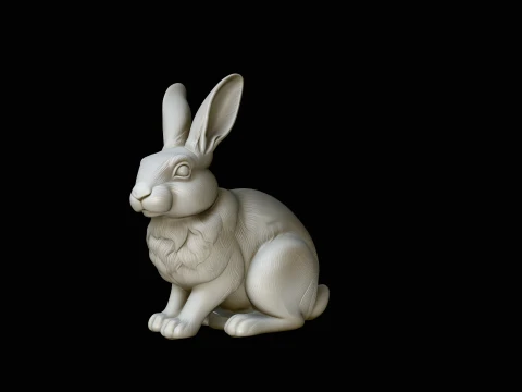 Sitting Rabbit Statue Design 1 - 3D Print Model 3D Print Model