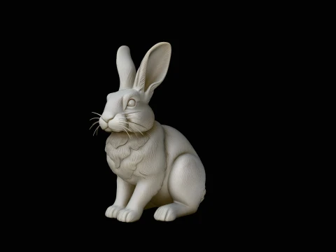 Sitting Rabbit Statue Design 2 - 3D Print Model 3D Baskı Modeli