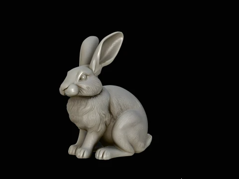 Sitting Rabbit Statue Design 3 - 3D Print Model 3D Druckmodell