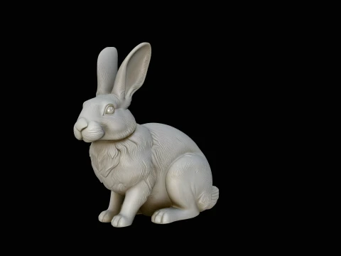 Sitting Rabbit Statue Design 4 - 3D Print Model 3D Print Model