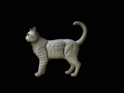 Standing Cat Statue Design 2 - 3D Print Model Modelo de impresión 3D