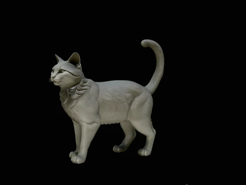 Standing Cat Statue Design 3 - 3D Print Model Modelo de impresión 3D