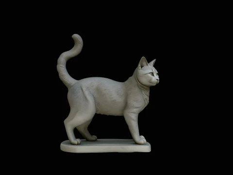 Standing Cat Statue Design 4 - 3D Print Model Modelo de impresión 3D