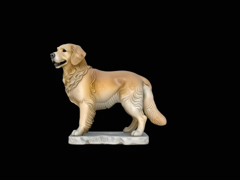 Golden Retriever Dog Statue Design 1 - 3D Print Model 3D Print Model