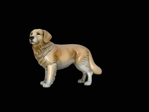 Golden Retriever Dog Statue Design 4 - 3D Print Model 3Dプリントモデル