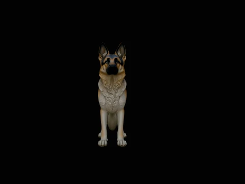 German Shepherd Dog Statue Design 1 - 3D Print Model Modelo de Impressão 3D