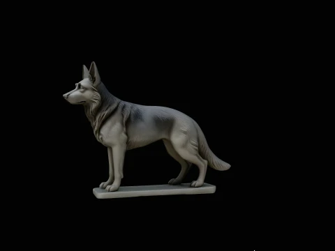 German Shepherd Dog Statue Design 3 - 3D Print Model Modelo de Impressão 3D