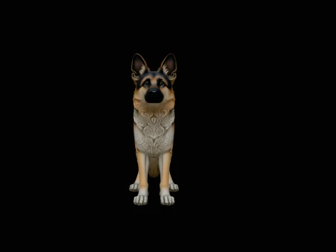 German Shepherd Dog Statue Design 4 - 3D Print Model Modelo de Impressão 3D