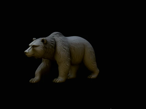 Walking Grizzly Bear Statue Design 3 - 3D Print Model Modelo de Impressão 3D