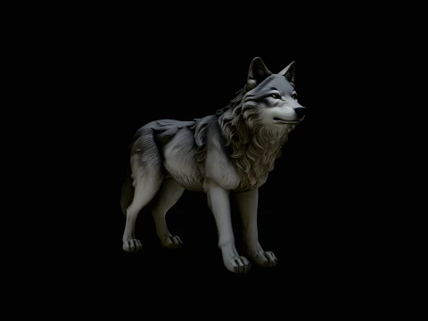 Gray Wolf Statue Design 2 - 3D Print Model 3D Print Model