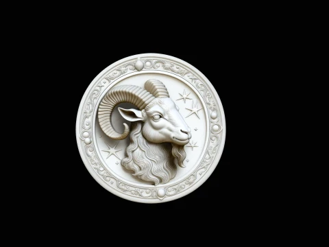 Aries Zodiac Relief Medallion Pendant Design 1 - 3D Print Model 3D Print Model