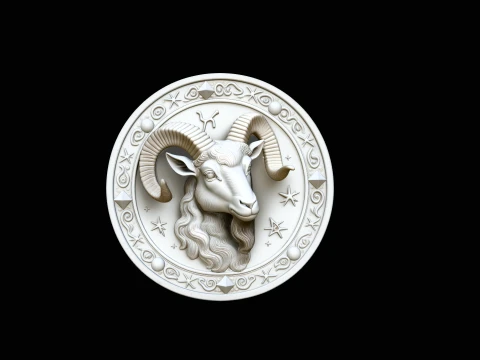 Aries Zodiac Relief Medallion Pendant Design 2 - 3D Print Model 3D Print Model