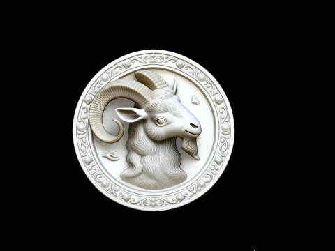 Aries Zodiac Relief Medallion Pendant Design 3 - 3D Print Model 3D Print Model