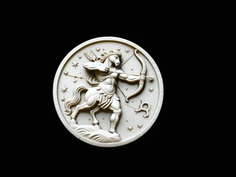 Sagittarius Zodiac Relief Medallion Pendant Design 1 - 3D Print Model 3D Print Model