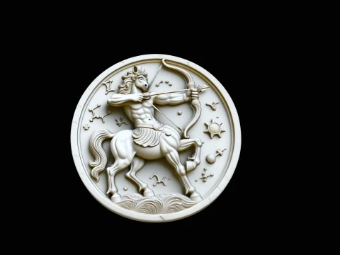 Sagittarius Zodiac Relief Medallion Pendant Design 2 - 3D Print Model 3D Print Model