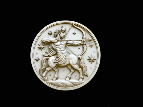 Sagittarius Zodiac Relief Medallion Pendant Design 3 - 3D Print Model 3D Print Model